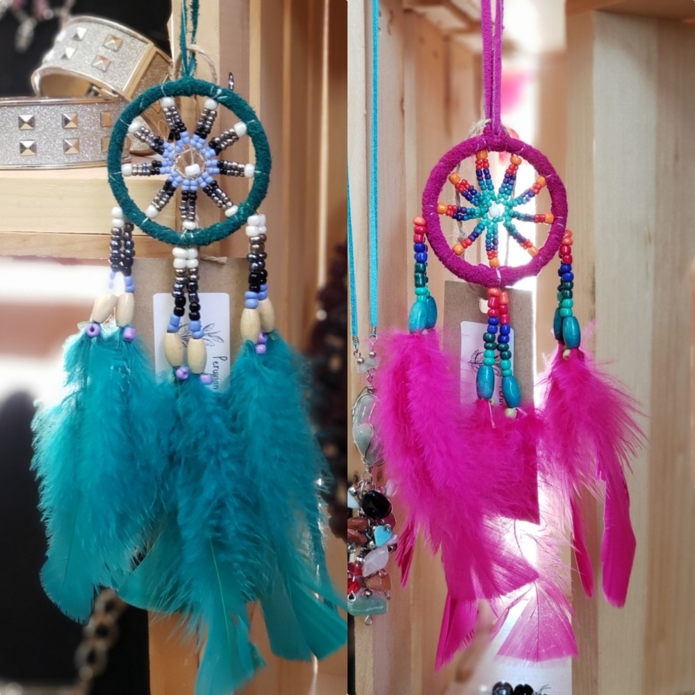 Pair of Vibrant Handmade Dreamcatchers